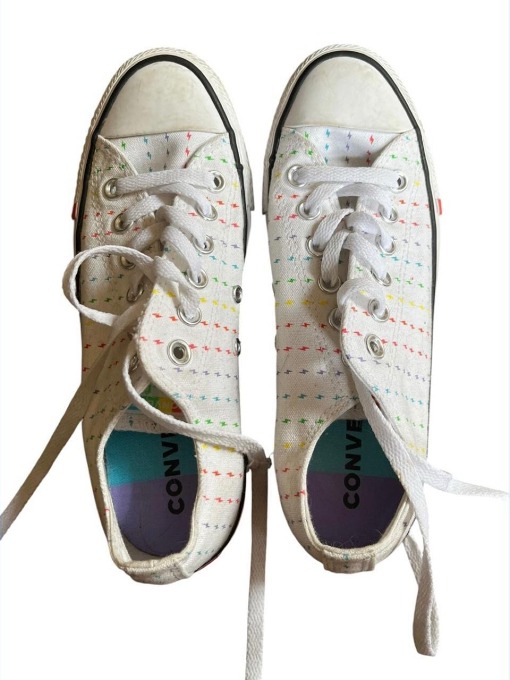 US 7 Converse Chuck Taylor All Star Rainbow Bolt Pride Sneakers
